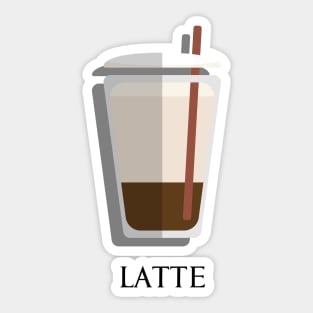 Iced Cold Latte coffee front view in flat design style Sticker